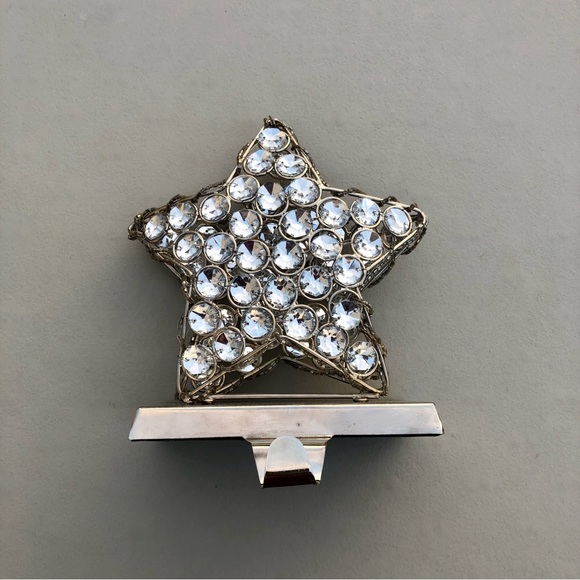 Silver Star Stocking Holder Rhinestones Moldable - Picture 1 of 7